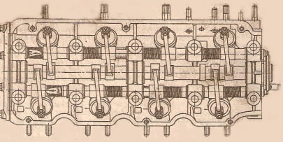 Расположение на головке блока деталей привода клапанов